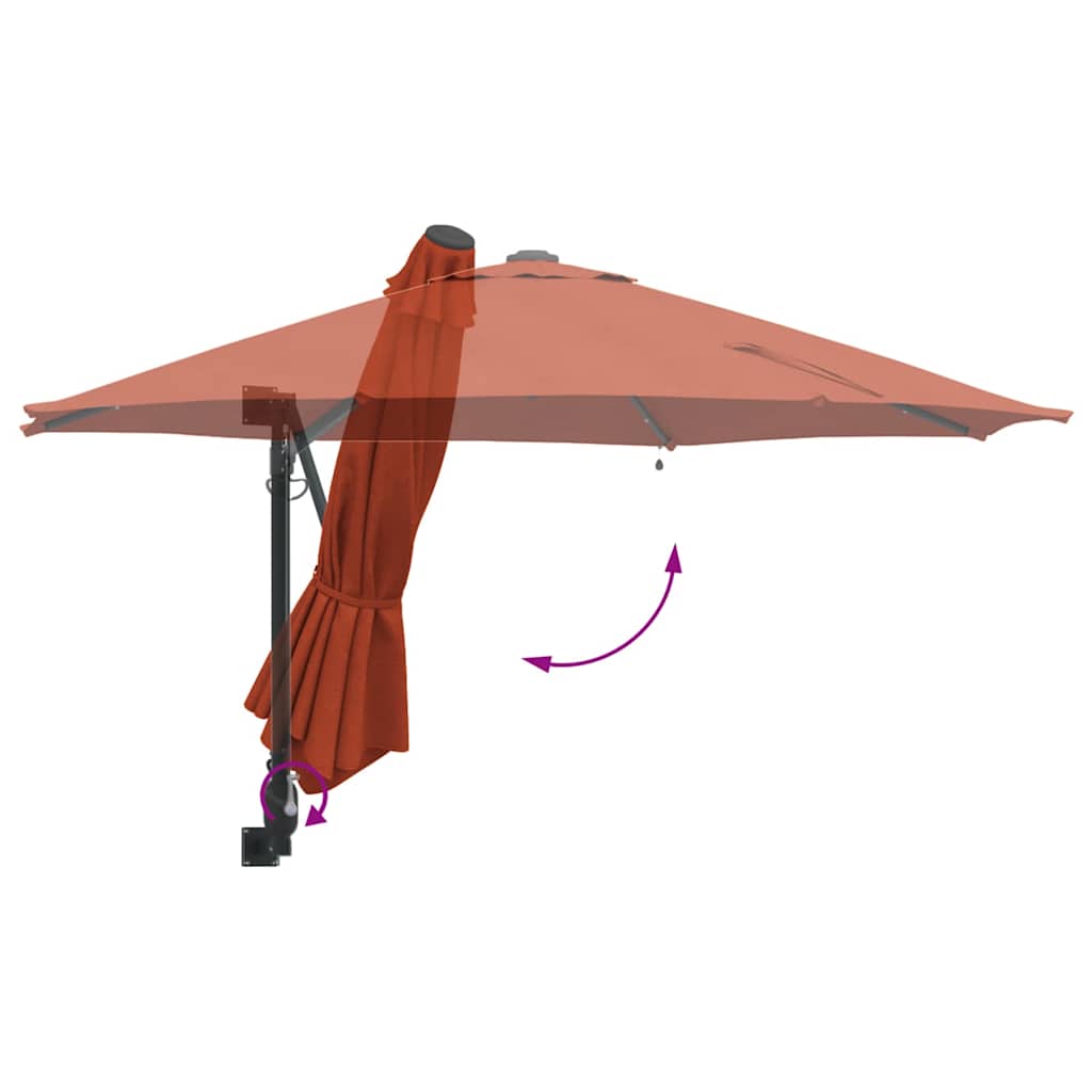 Garden Parasol Manual Red and Black 248 x 248 x 148 cm