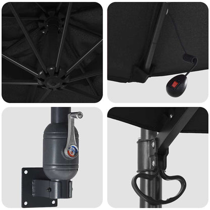 Garden Parasol Manual Black and Black 248 x 248 x 148 cm