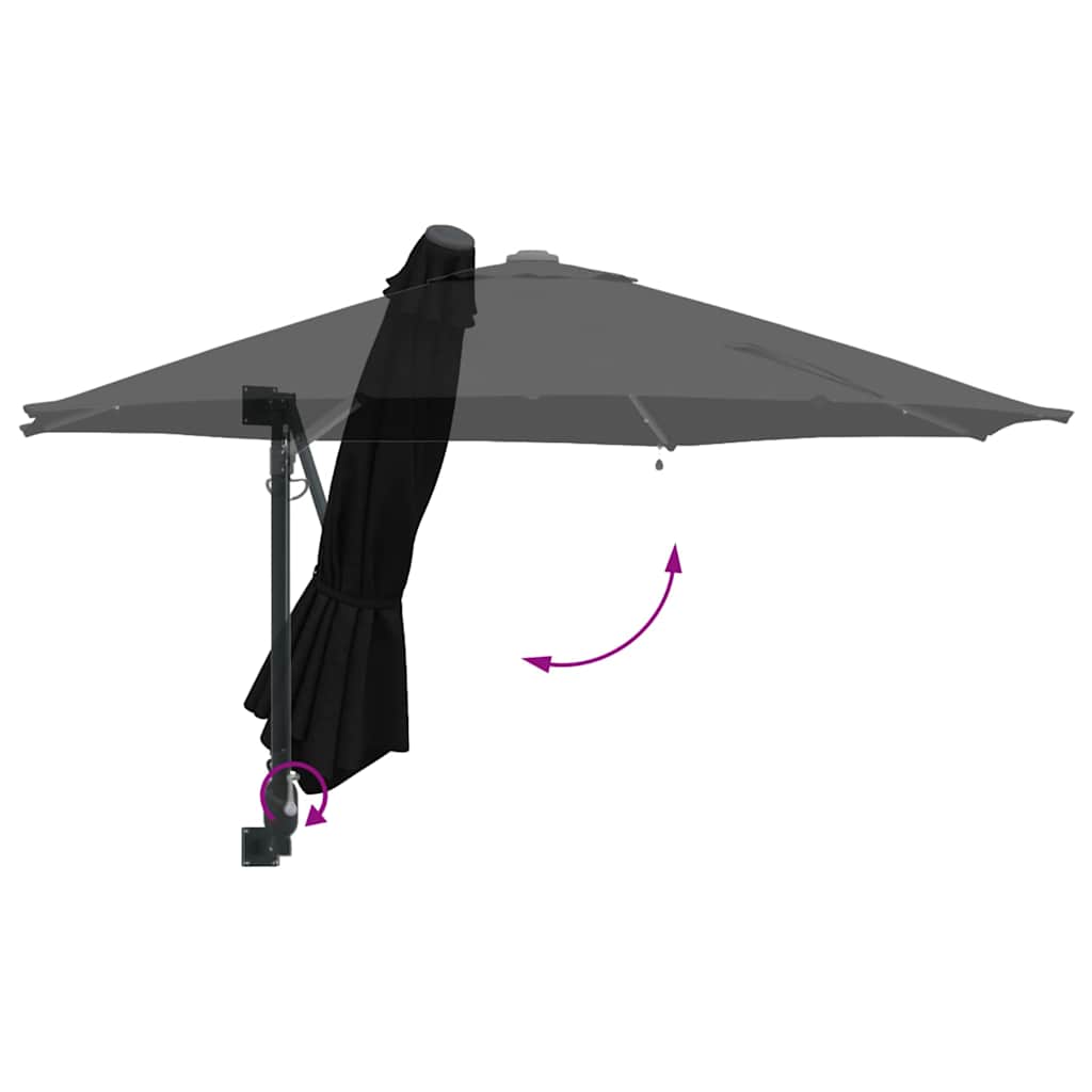 Garden Parasol Manual Black and Black 248 x 248 x 148 cm