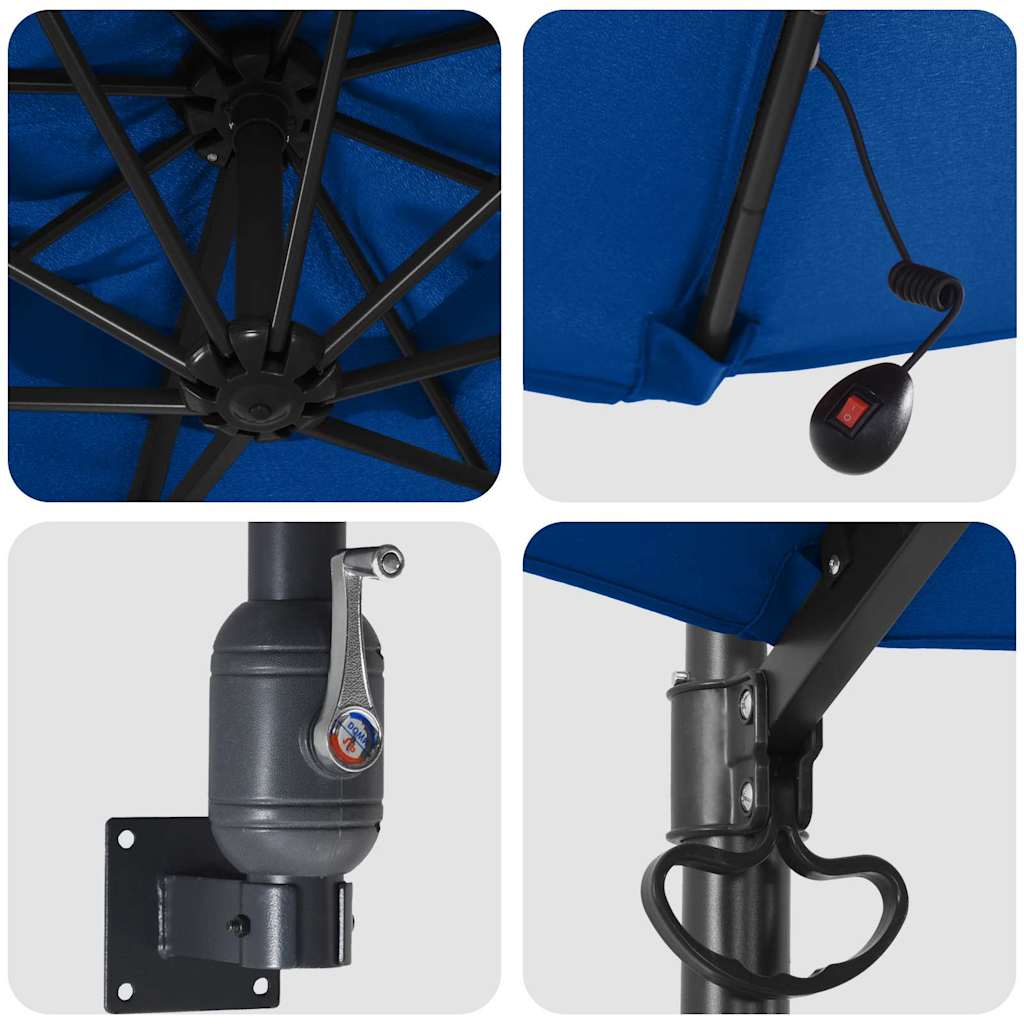 Garden Parasol Manual Blue and Black 248 x 248 x 148 cm