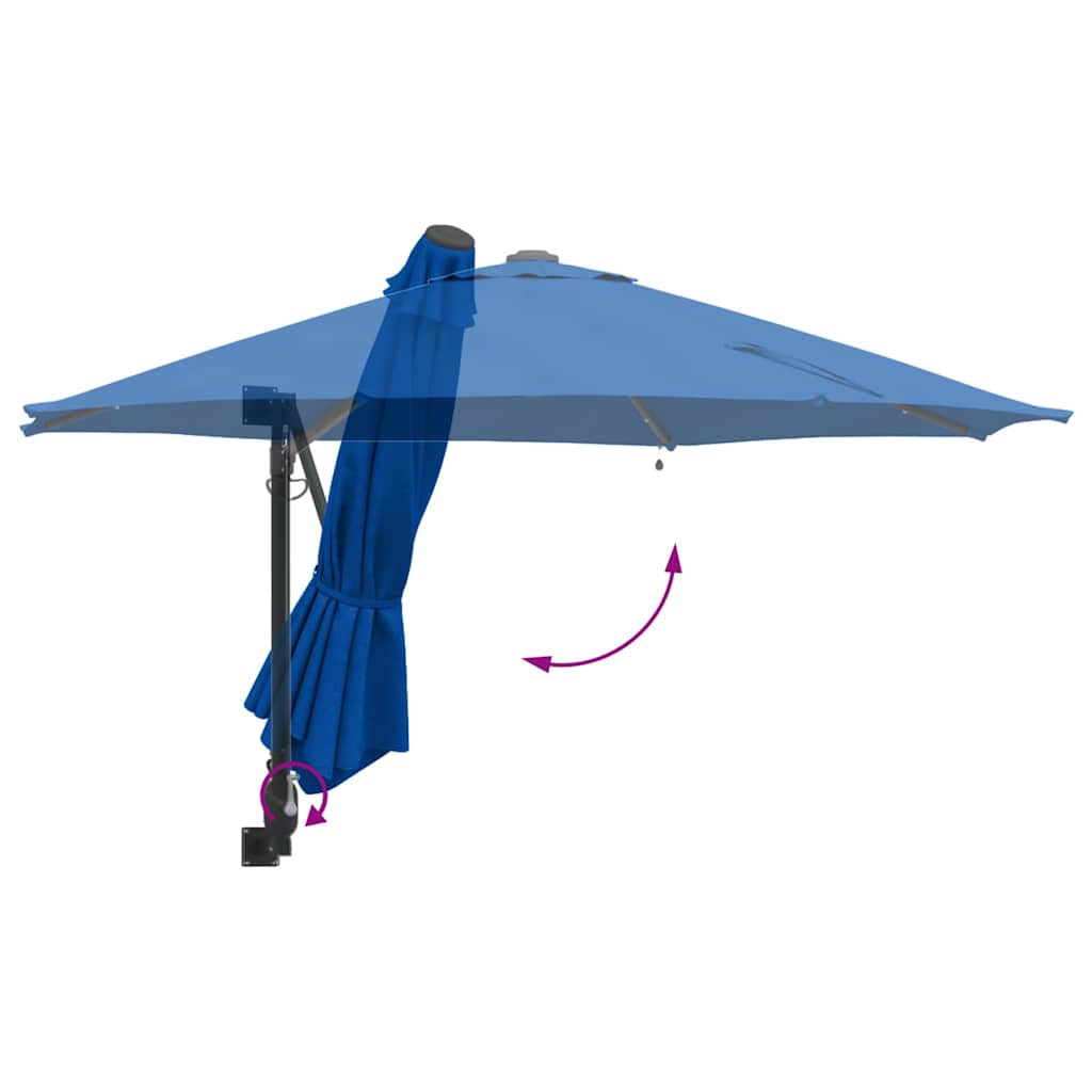Garden Parasol Manual Blue and Black 248 x 248 x 148 cm