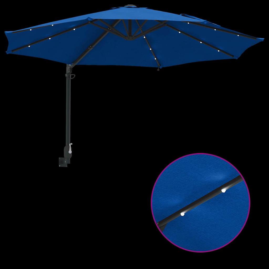 Garden Parasol Manual Blue and Black 248 x 248 x 148 cm