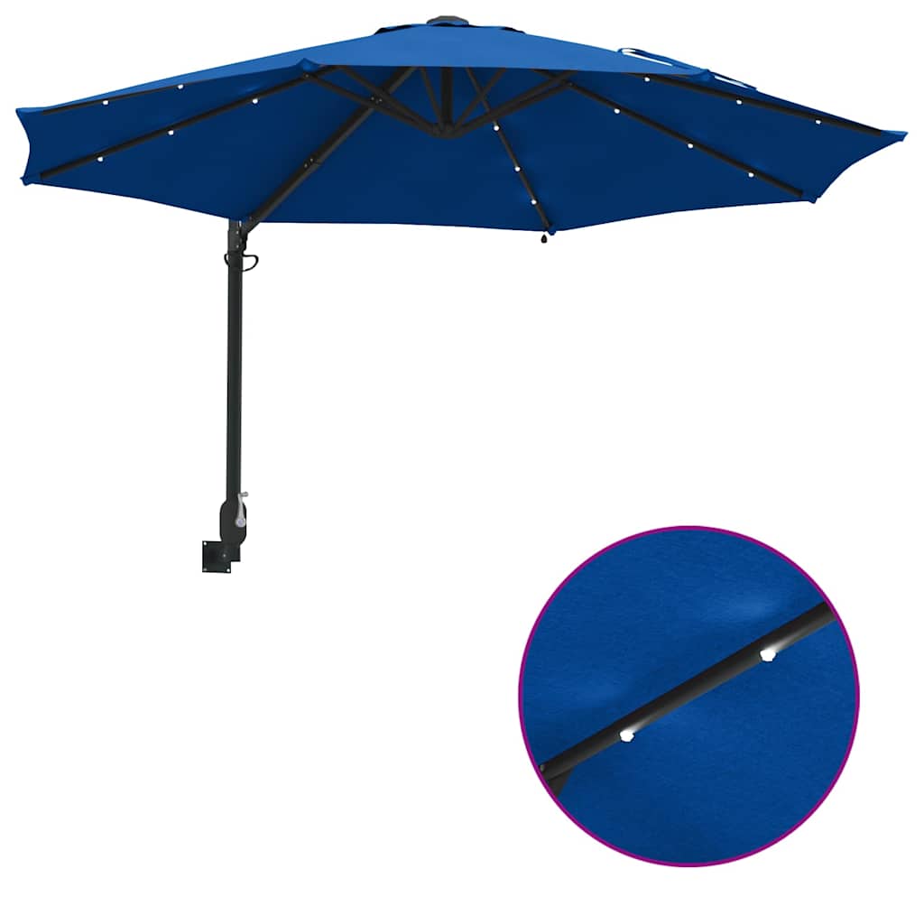 Garden Parasol Manual Blue and Black 248 x 248 x 148 cm