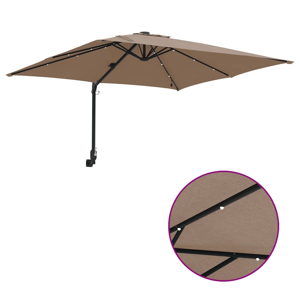 Garden Parasol Taupe 248.5 x 247.5 x 160 cm Fabric