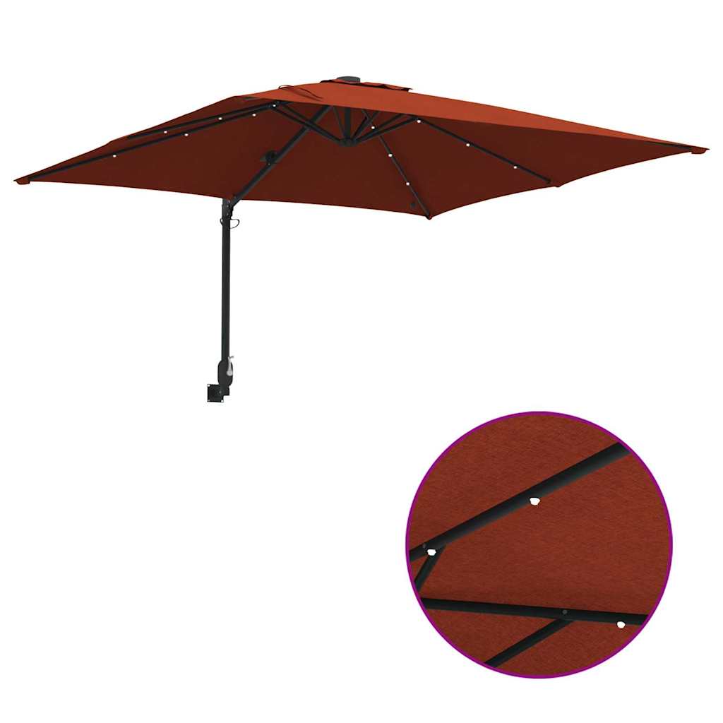 Garden Parasol Terracotta 248.5 x 247.5 x 160 cm Fabric
