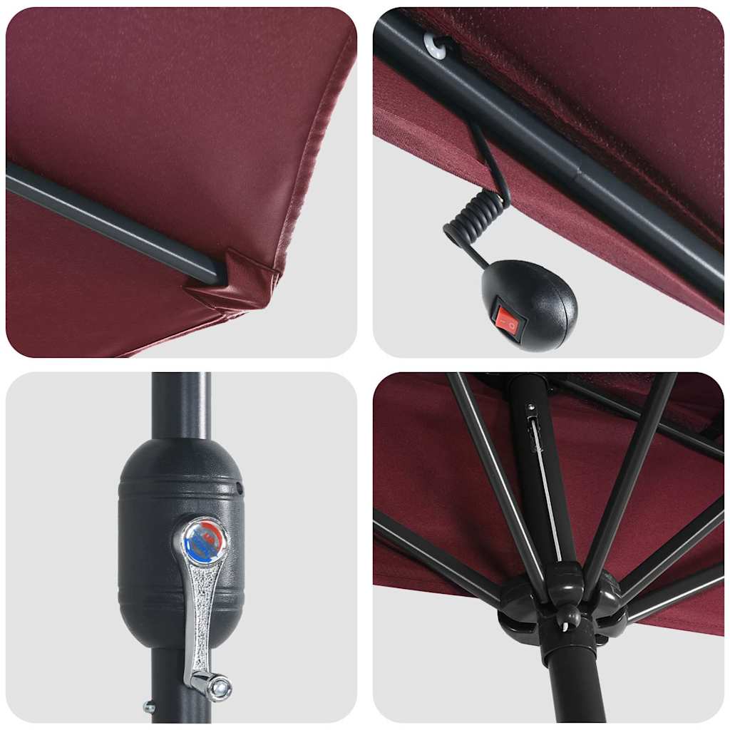 Garden Parasol Bordeaux red 294 x 150 x 223 cm Fabric