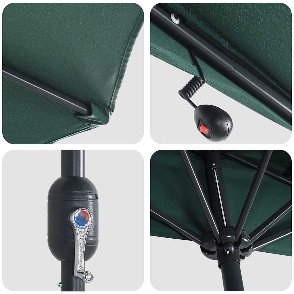 Garden Parasol Half Green 294 x 150 x 224 cm Fabric
