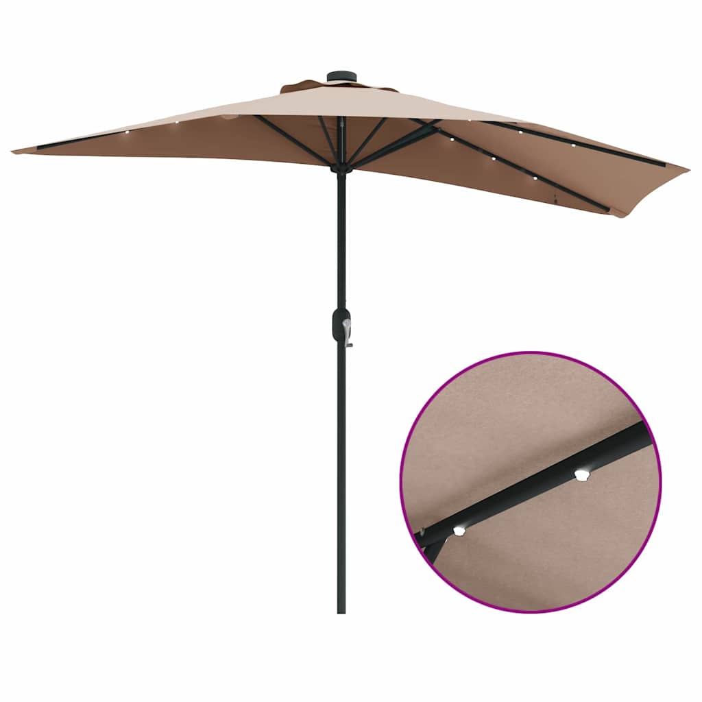 Garden Parasol Taupe 294 x 150 x 224 cm Fabric