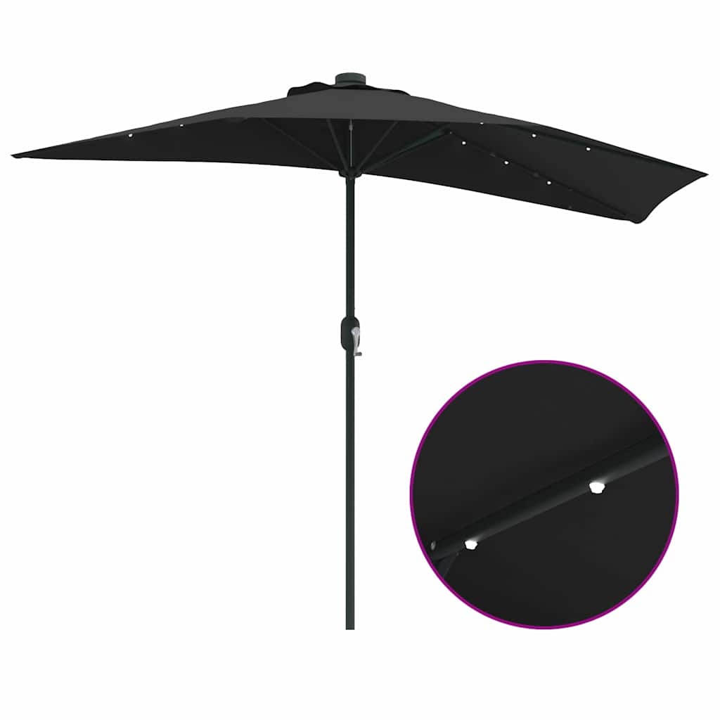 Garden Parasol Black 294 x 150 x 224 cm Fabric
