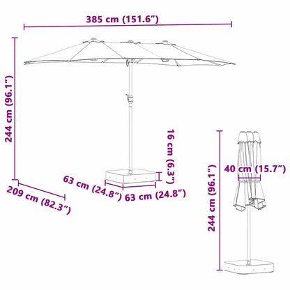 Garden Parasol Green 385 x 209 x 244 cm Fabric