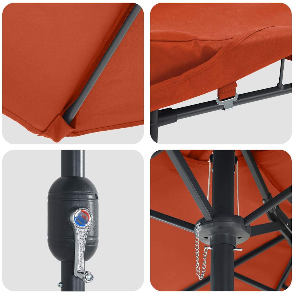 Garden Parasol Terracotta 385 x 209 x 244 cm Fabric