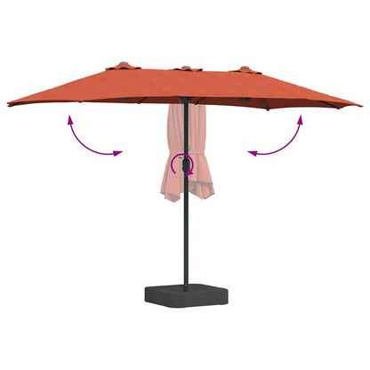 Garden Parasol Terracotta 385 x 209 x 244 cm Fabric