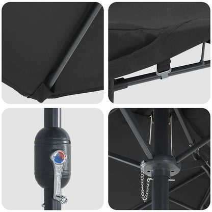Garden Parasol Black 385 x 209 x 244 cm Fabric