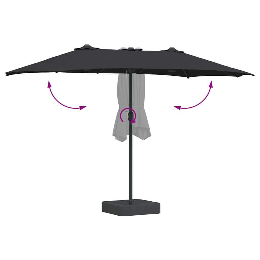 Garden Parasol Black 385 x 209 x 244 cm Fabric