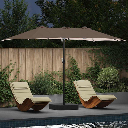 Garden Parasol Taupe 385 x 209 x 244 cm Fabric