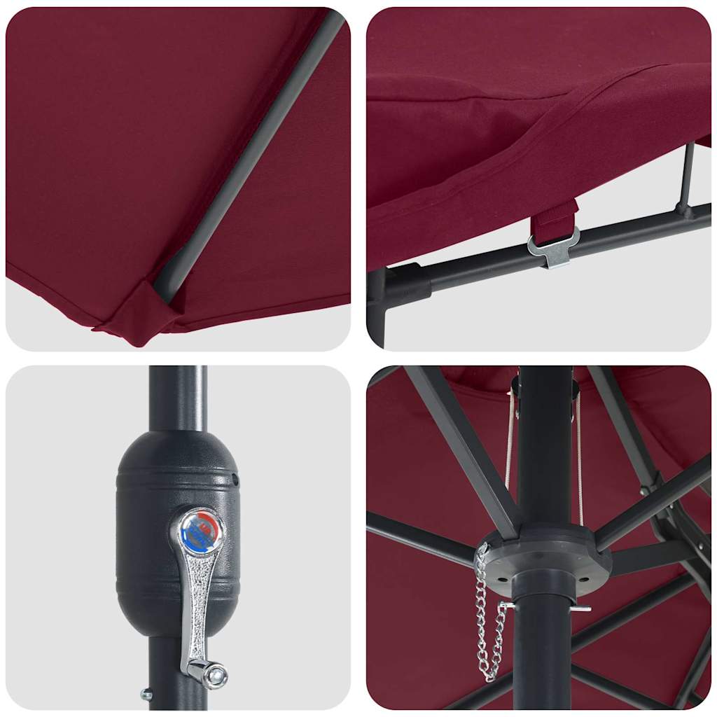 Garden Parasol Bordeaux red 385 x 209 x 244 cm Fabric