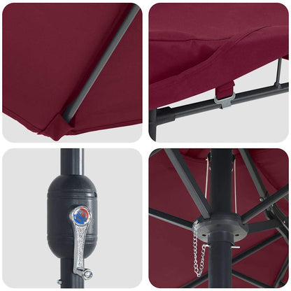 Garden Parasol Bordeaux red 385 x 209 x 244 cm Fabric