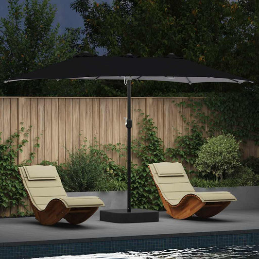 Garden Parasol Black 385 x 209 x 244 cm Fabric
