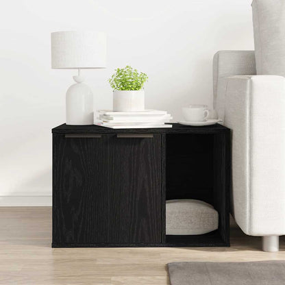 Cat Litter Box Enclosure Black Oak 60x40x40 cm Engineered Wood
