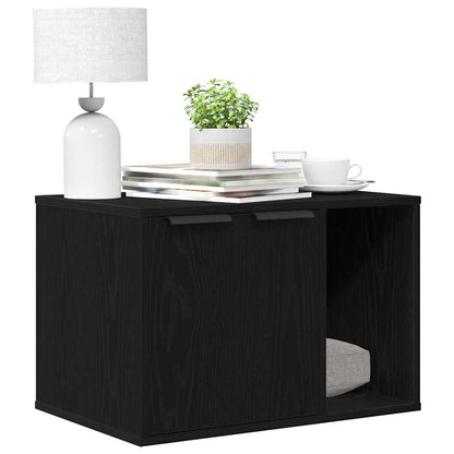 Cat Litter Box Enclosure Black Oak 60x40x40 cm Engineered Wood