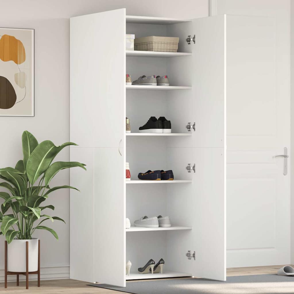 Shoe Cabinet with Door White 80 x 35.5 x 180 cm Engineered wood