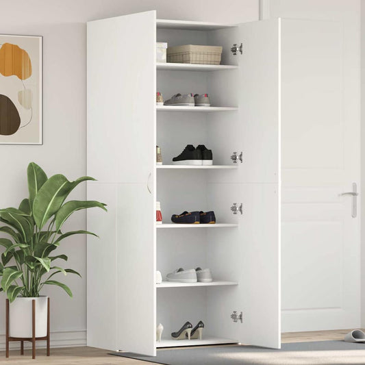 Shoe Cabinet with Door White 80 x 35.5 x 180 cm Engineered wood