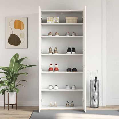 Shoe Cabinet with Door White 80 x 35.5 x 180 cm Engineered wood