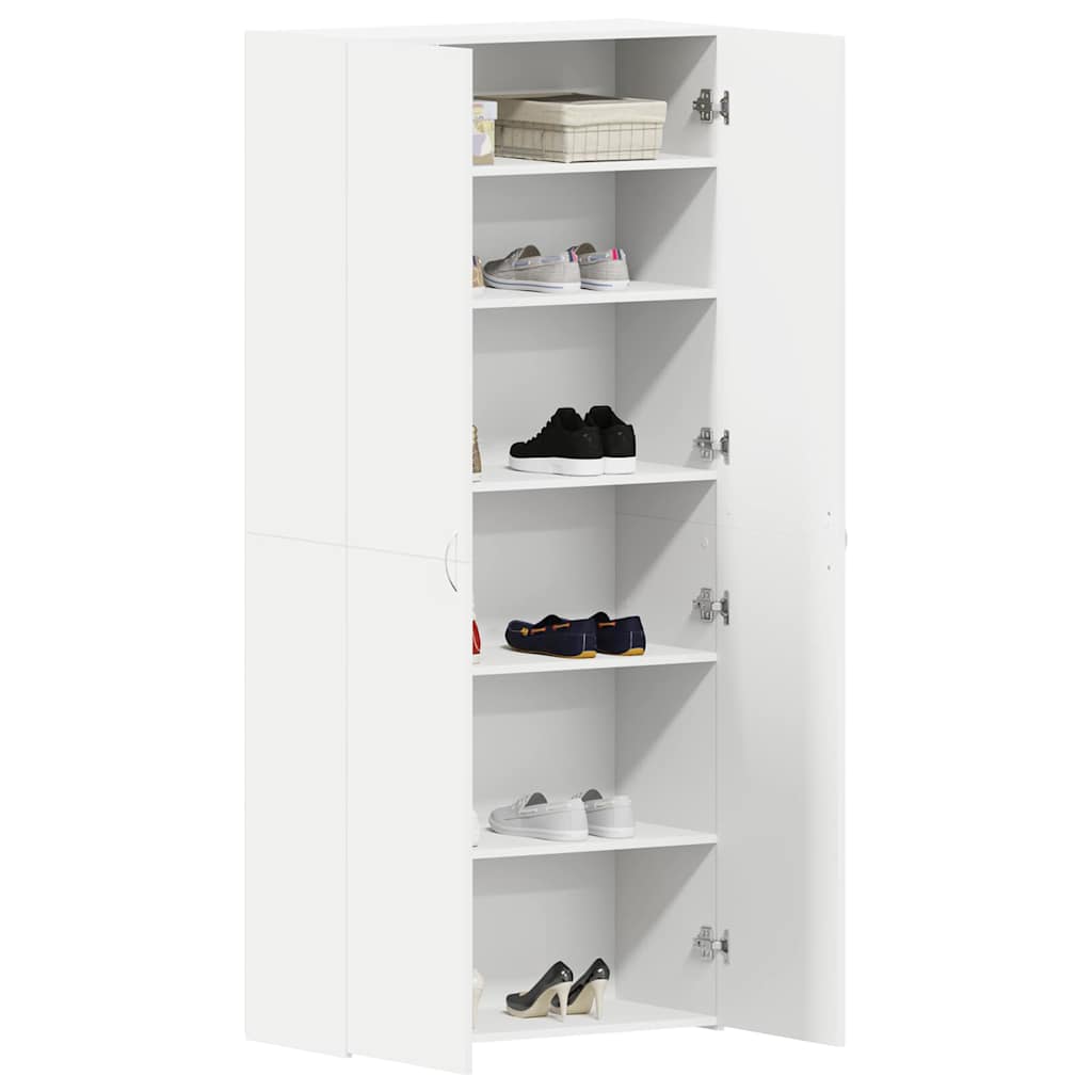 Shoe Cabinet with Door White 80 x 35.5 x 180 cm Engineered wood