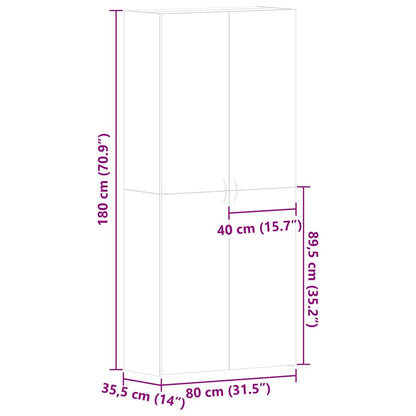 Shoe Cabinet with Door White 80 x 35.5 x 180 cm Engineered wood