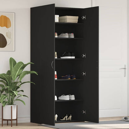Shoe Cabinet with Door Black 80 x 35.5 x 180 cm Engineered wood