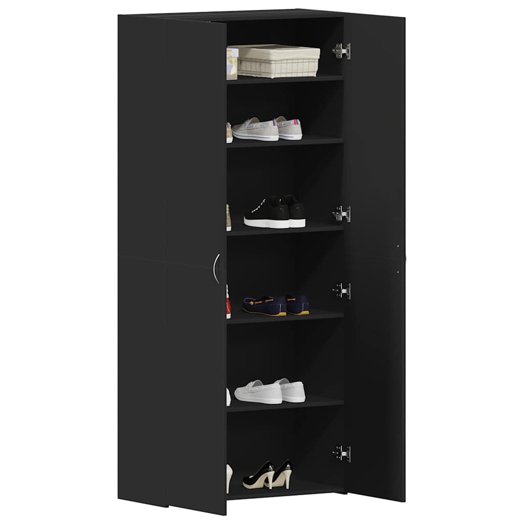 Shoe Cabinet with Door Black 80 x 35.5 x 180 cm Engineered wood