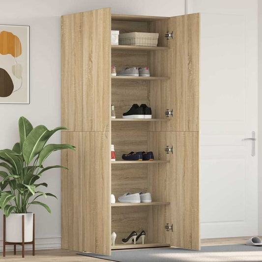 Shoe Cabinet with Door Brown 80 x 35.5 x 180 cm Engineered wood