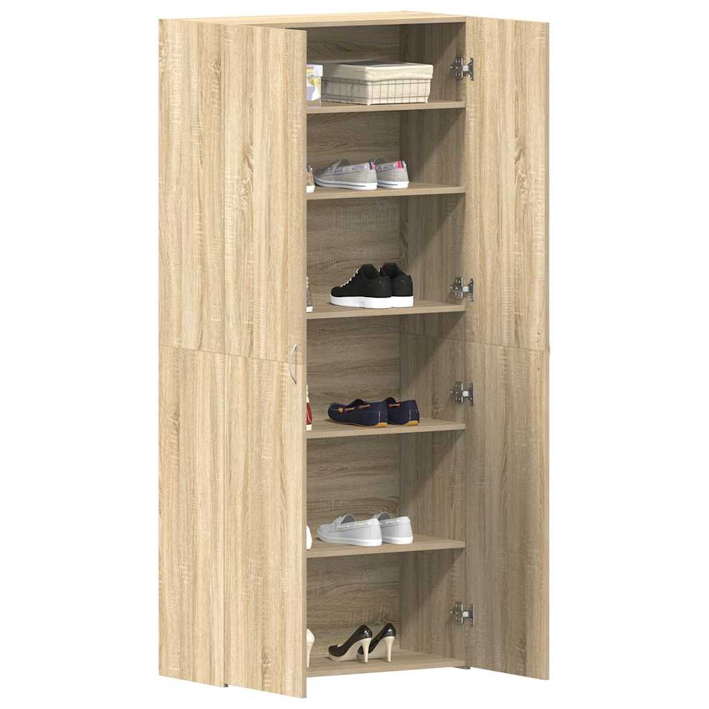Shoe Cabinet with Door Brown 80 x 35.5 x 180 cm Engineered wood