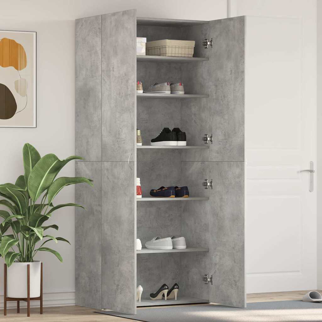Shoe Cabinet with Shelf Grey 80 x 35.5 x 180 cm Engineered wood