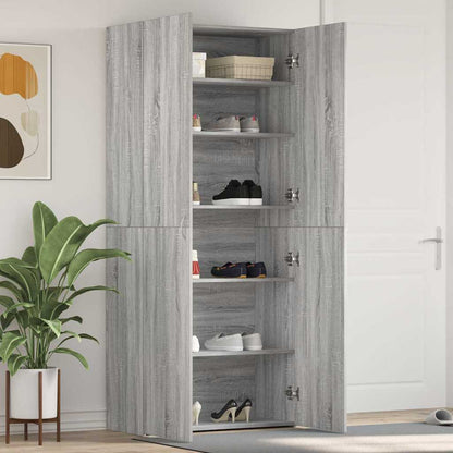 Shoe Cabinet with Shelf Grey 80 x 35.5 x 180 cm Engineered wood