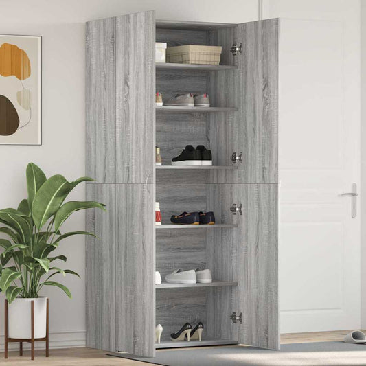 Shoe Cabinet with Shelf Grey 80 x 35.5 x 180 cm Engineered wood