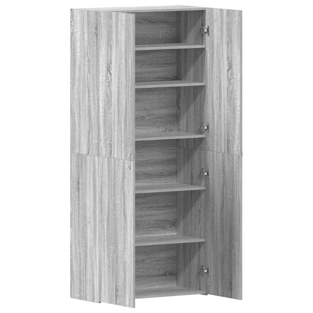 Shoe Cabinet with Shelf Grey 80 x 35.5 x 180 cm Engineered wood