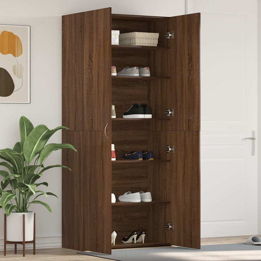 Shoe Cabinet with Door Brown 80 x 35.5 x 180 cm Engineered wood