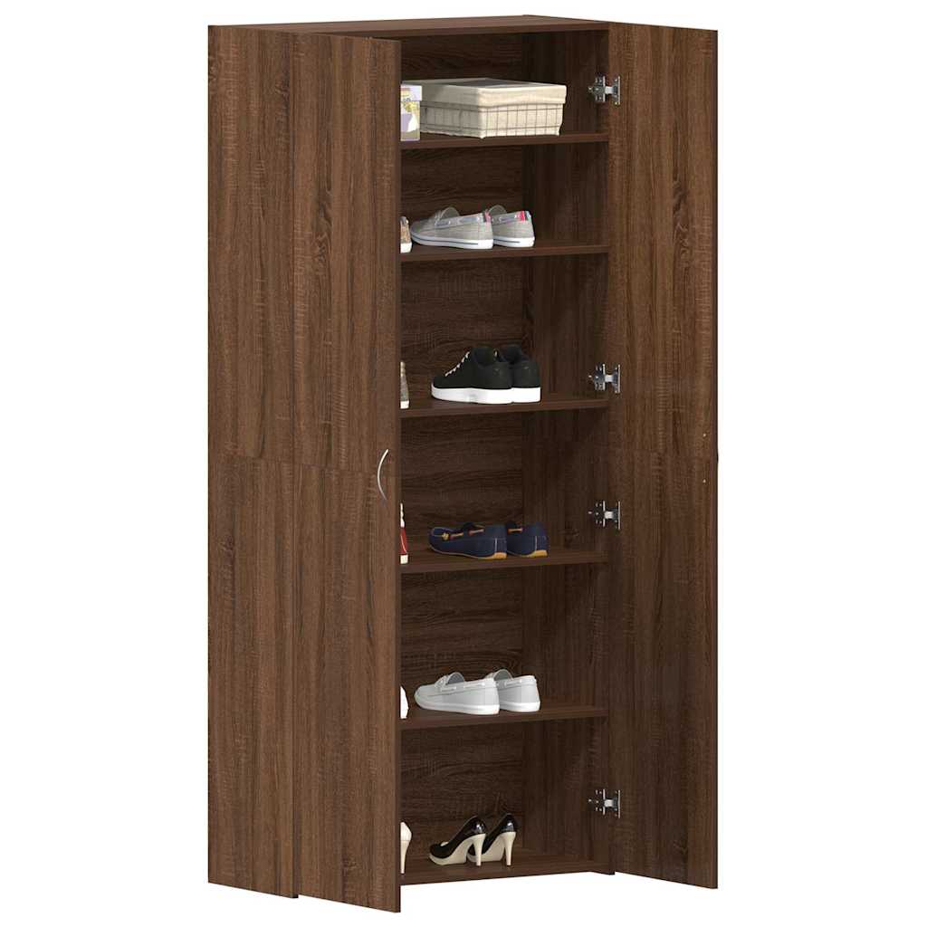 Shoe Cabinet with Door Brown 80 x 35.5 x 180 cm Engineered wood