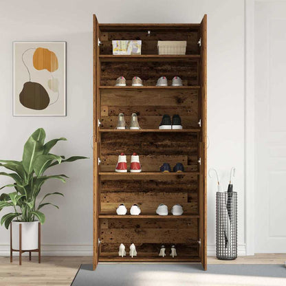Shoe Cabinet with Door Brown 80 x 35.5 x 180 cm Engineered wood