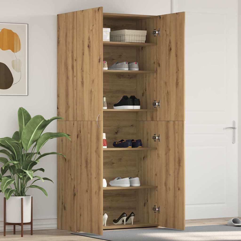Shoe Cabinet with Door Brown 80 x 35.5 x 180 cm Engineered wood