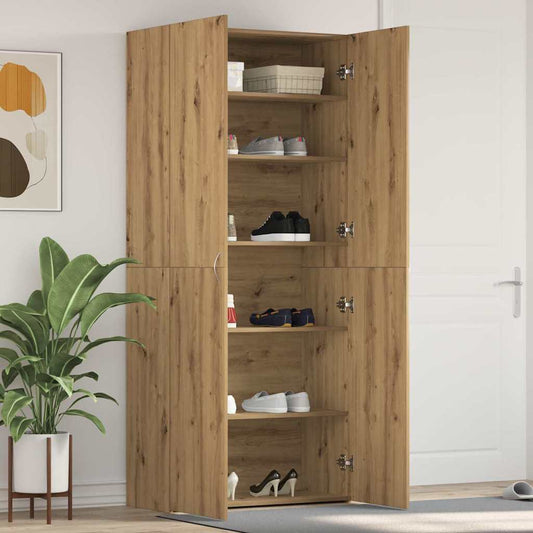 Shoe Cabinet with Door Brown 80 x 35.5 x 180 cm Engineered wood
