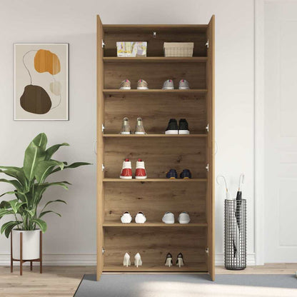 Shoe Cabinet with Door Brown 80 x 35.5 x 180 cm Engineered wood