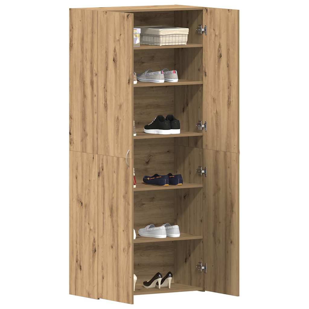 Shoe Cabinet with Door Brown 80 x 35.5 x 180 cm Engineered wood