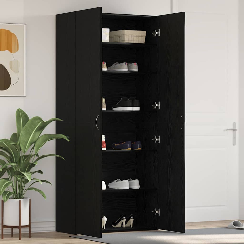 Shoe Cabinet with Door Black 80 x 35.5 x 180 cm Engineered wood