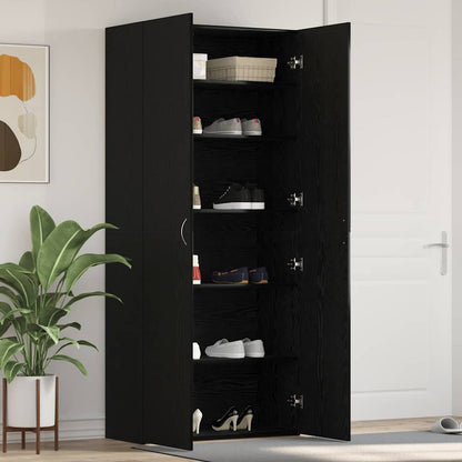 Shoe Cabinet with Door Black 80 x 35.5 x 180 cm Engineered wood
