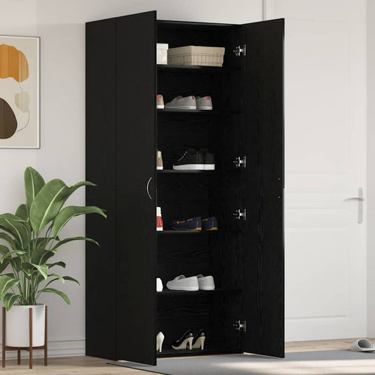 Shoe Cabinet with Door Black 80 x 35.5 x 180 cm Engineered wood