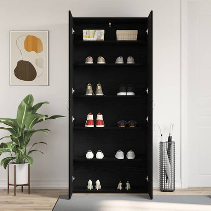 Shoe Cabinet with Door Black 80 x 35.5 x 180 cm Engineered wood