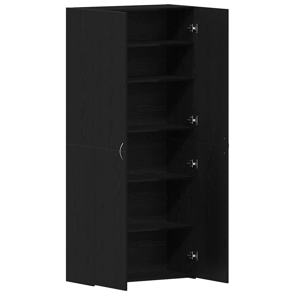 Shoe Cabinet with Door Black 80 x 35.5 x 180 cm Engineered wood
