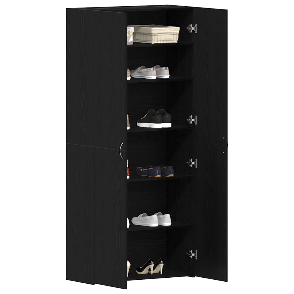 Shoe Cabinet with Door Black 80 x 35.5 x 180 cm Engineered wood